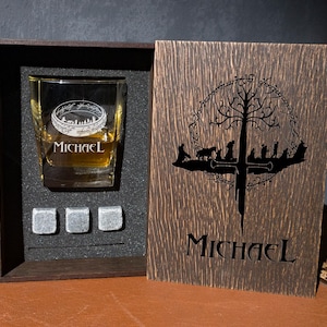 Juego de vasos de whisky navideños, regalo divertido de LOTR, juego de vasos de whisky personalizados, regalo de Navidad, regalo del día del padre