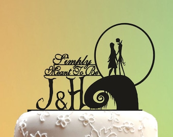 Topper per torta nuziale Jack e Sally – Monogramma natalizio da incubo 333.1