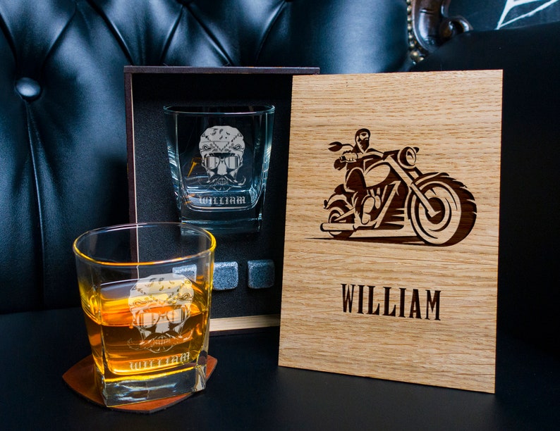 Personalized Motorcycle Whiskey Gift Set 119/1 Coaster and Etsy
