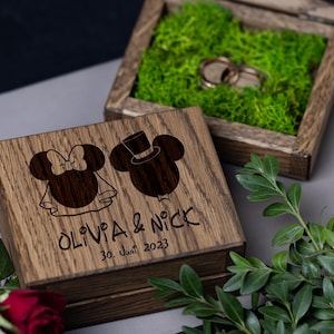 Wedding Ring Box with Secure Ring Holder Crafted Ring Box with Rustic Details mouse wedding decor Personalized enchanted wedding Ring Box