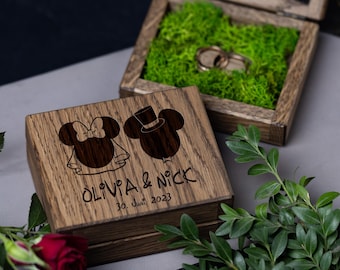 Personalized Oak Wedding Ring Box: Rustic Engraved Keepsake mouse wedding decor
