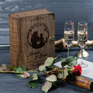 Personalized Champagne Flutes in Engraved Wood Presentation Box or Princess Wedding Champagne Glasses without Keepsake Box 710/1 image 3