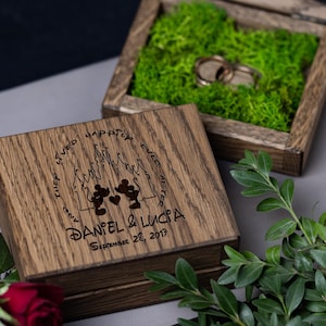 Wedding Ring Box Wedding Ring Holder Crafted Ring Box with Rustic Details mickey mouse wedding decor Personalized enchanted wedding Ring Box