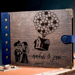 guest book - 290.1 - You&#39;re My Greatest Adventure guest book,  wedding, Balloon house wedding guest book , Wooden guest book