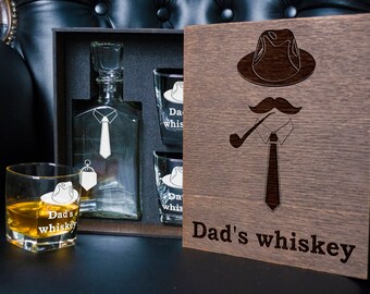 Decanter +2 Whiskey Glasses personalized whiskey gift set. - 78/1 - dad's whiskey.