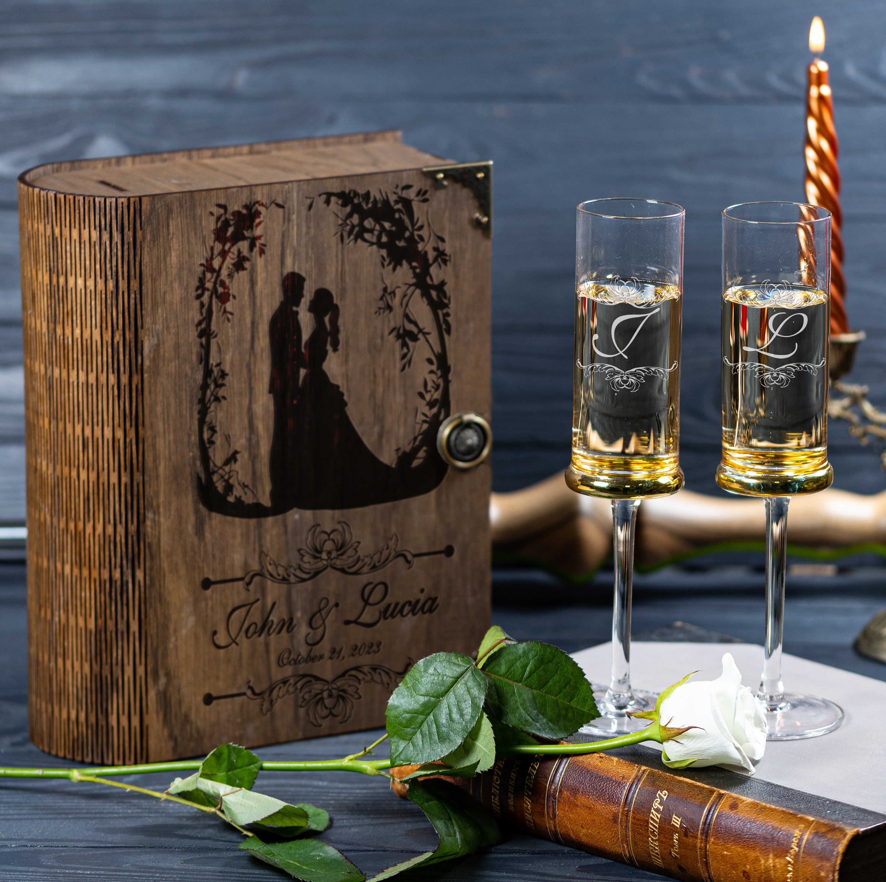 Wood Box for Champagne Glasses Etsy