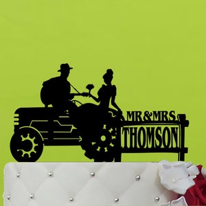 Farmer Wedding Cake Topper - 338.1 - Tractor Wedding Cake Topper - Country  cake topper - Rustic Wedding Cake Topper
