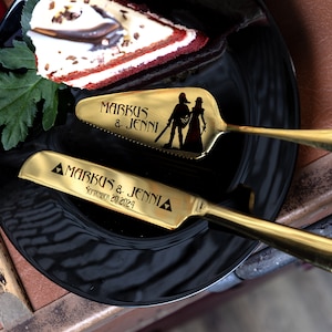 Wedding  gift. Personalized Wedding Cake Cutting Set. Knife and Server Set.  Bride  Groom gift. Cake Cutter Serving Set. Bride & Groom gift