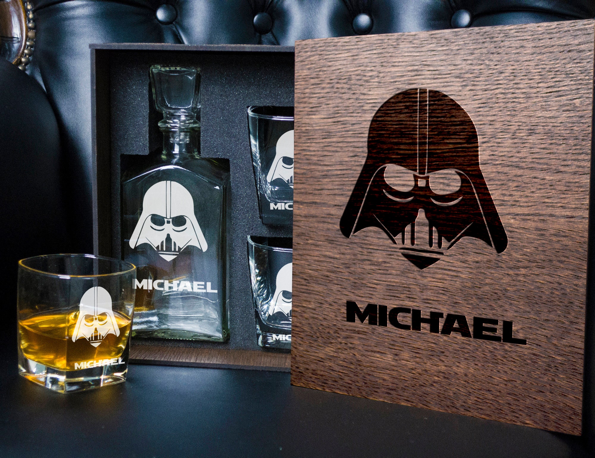 Star Wars™ Darth Vader Etched Glasses & Ice Molds Set