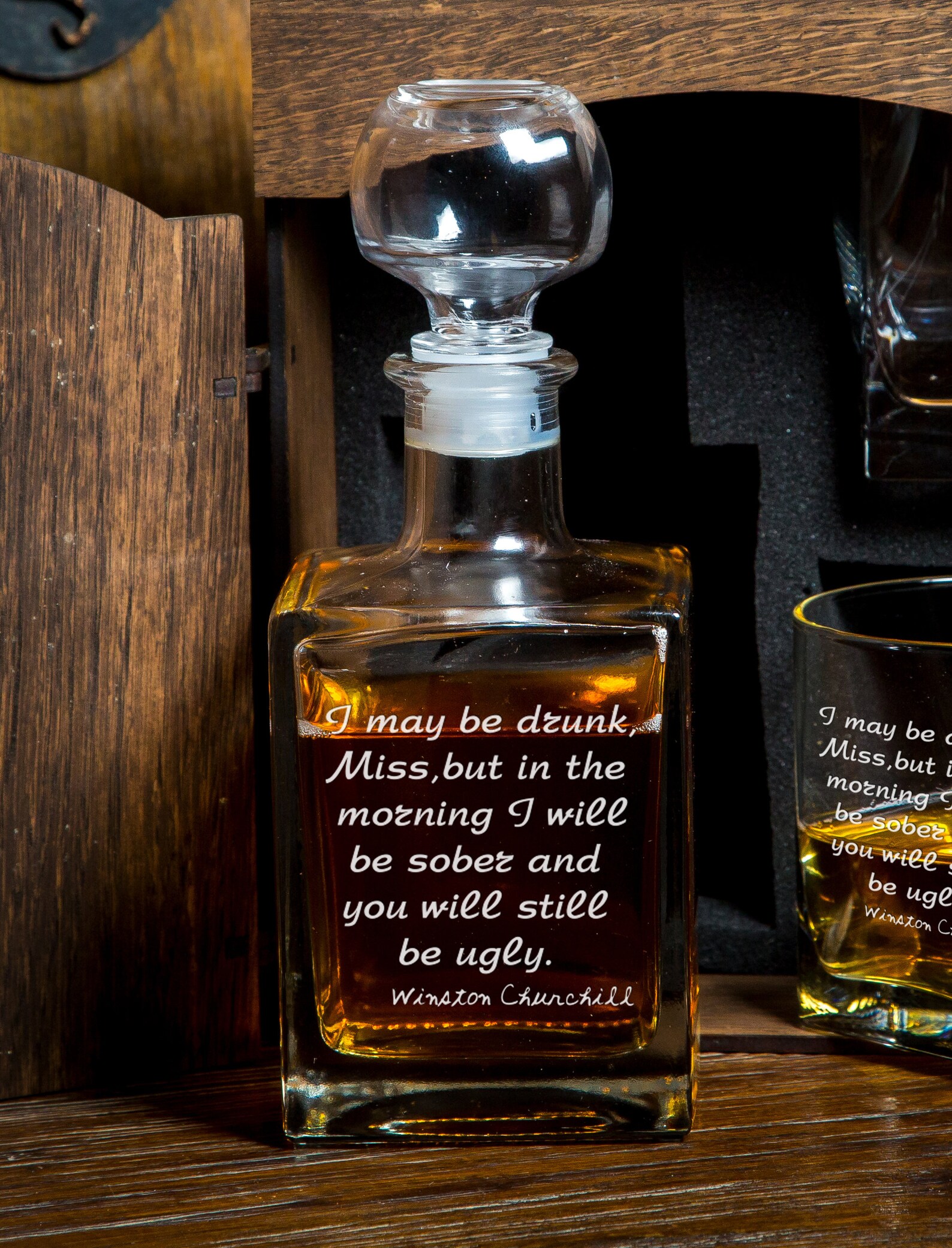 Whiskey Decanter Set 192/1 Winston Churchill Famous Quote Etsy