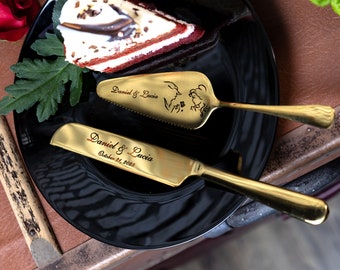 Personalized Wedding Cake Cutting Set, Stainless Steel Knife and Server fairy tale princesses