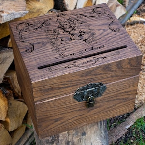 Caixa de cartão de casamento decoração de casamento rústica casamento história de amor mais linda caixa de cartão de casamento com fechadura princesa casamento