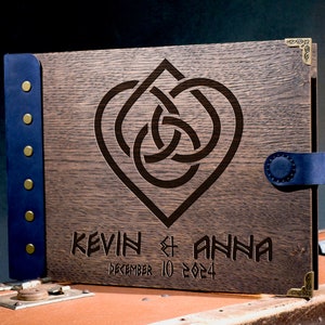 celtic wedding guest books. viking wedding gift. viking rustic  guest book. wedding photo album. Celtic knot heart. personalized gift