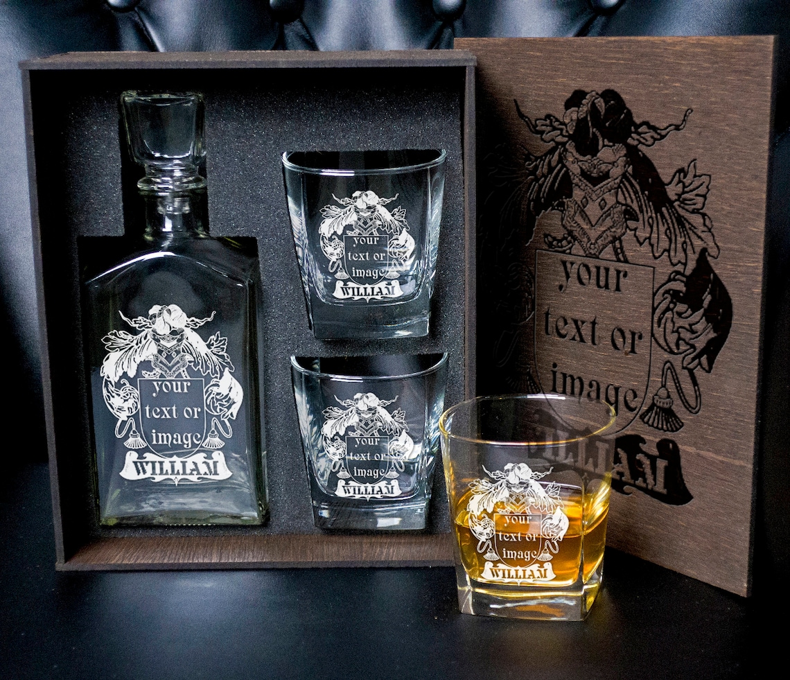 Personalized whiskey gift set 161 Gift for him Decanter Etsy