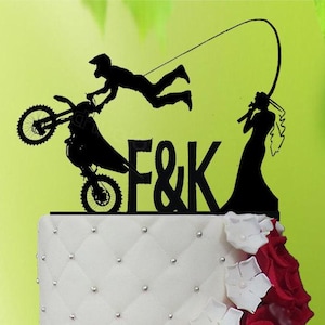 Motorcycle Bike - 351.1 - Wedding Cake Topper / Custom Cake Topper / Cake Topper engagement / Personalized Cake Topper