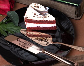 Personalized Wedding Cake Cutting Set: Stainless Steel Knife and Server