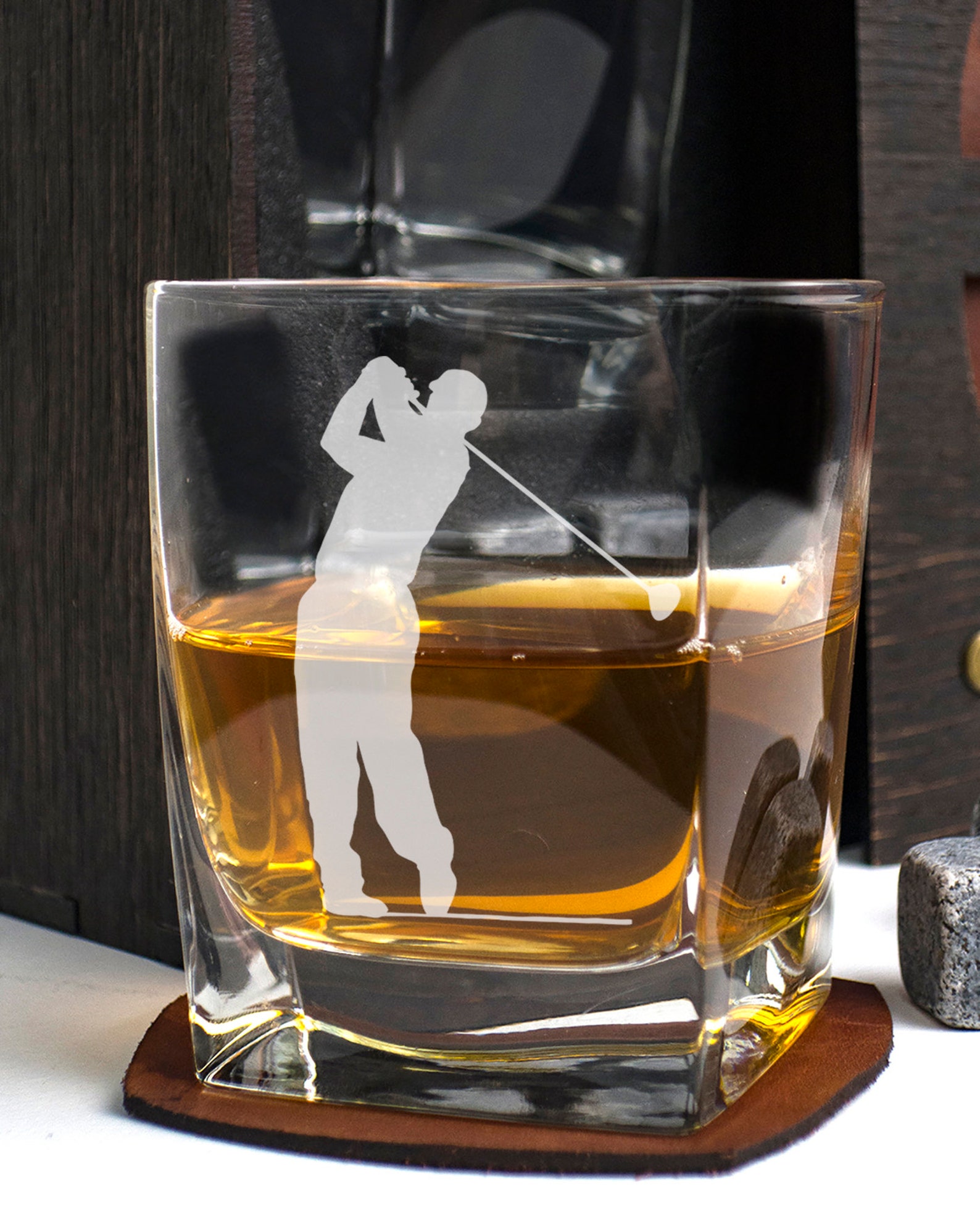 Personalized Golf Whiskey Gift Set 103/1 Coaster and Glass Etsy