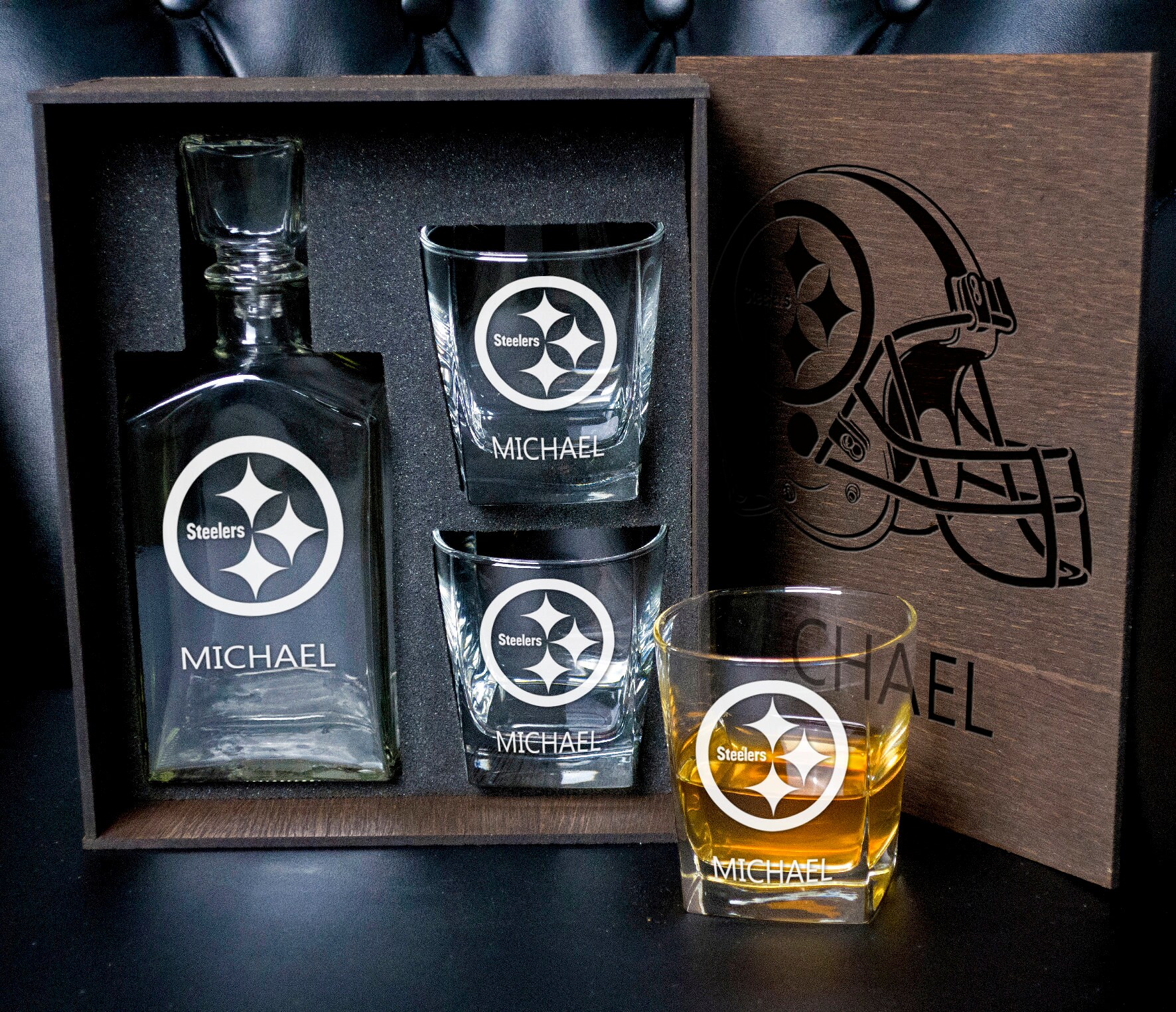 Personalized whiskey gift set 24/1 NFL Pittsburgh Steelers Etsy