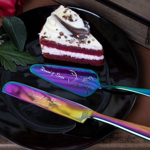 Personalized Wedding Cake Cutting Set Knife and Server Set  Bride  Groom gift Cake Cutter Serving Set fairy tale princesses Wedding