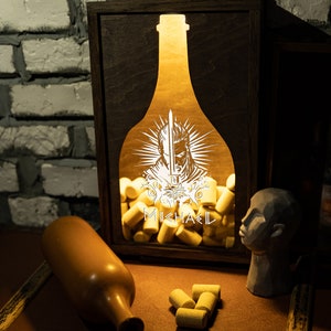 Personalized Wine Cork Holder, Engraved Wine Cork Organizer, Wine Cork Shadow Box, Wooden, Vintage Wine Cork Display Case Home Bar Decor