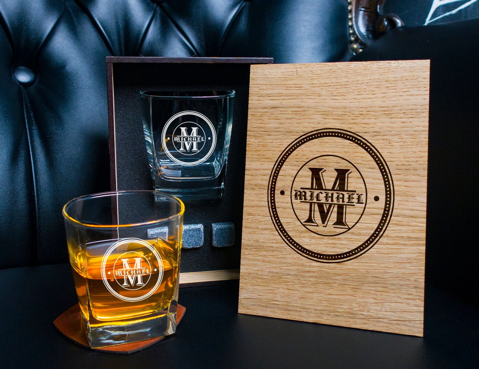 Personalized Whiskey Gift Set 102/1 Coaster and Glass and | Etsy
