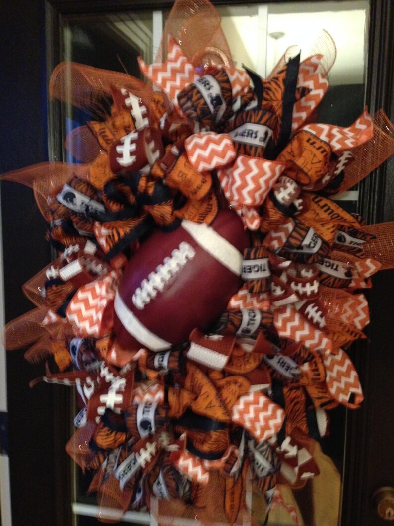 Auburn Tigers Door Hanging Swag Wreath with Football Orange Etsy