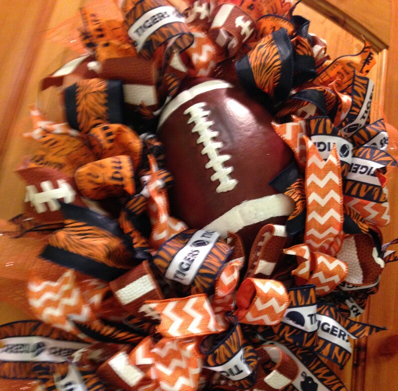 Auburn Tigers Door Hanging Swag Wreath with Football Orange Etsy