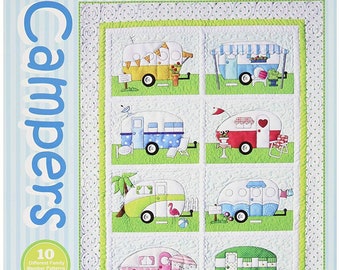 Campers - An applique quilt pattern by Amy Bradley Designs - finished size 40"x54" - Full size sheets for tracing - Fabric not included