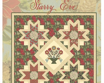 Starry Eve - by Moda - An applique Quilt Pattern - Quilt size 59.5" x 59.5" - Applique and piecing - Moda - Christmas quilt pattern - paper