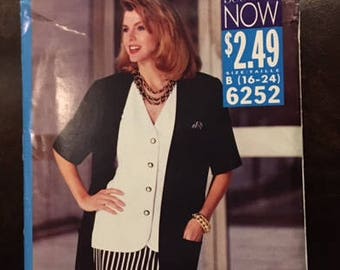 See & Sew Butterick #6252 - Vintage 1997 Misses' Skirt, Top, and Jacket - Sizes B (16-24) - Paper Pattern