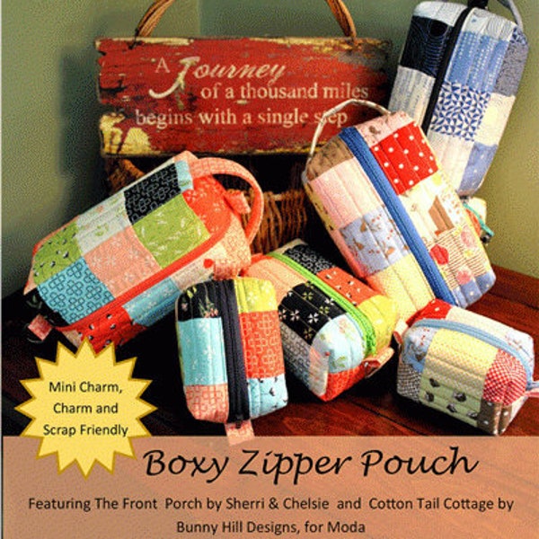 Boxy Zipper Pouch pattern  - by Sweet Jane's Quilting & Design - A Paper Pattern - Boxy Zipper Pouch