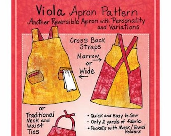 Viola Apron Pattern - by Mary Mulari - One size fits most - Paper Pattern - Mary's Latest pattern - plus face mask pattern