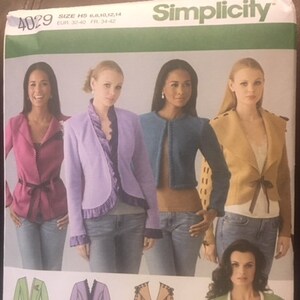 Simplicity #4029 - Misses Jackets in 5 Variations - Sizes H5 - 6-14 - Paper Pattern - Fleece Jacket - super cute - Need a sweater in AC!