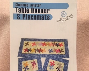 Charmed Twister Table Runner & Placemats Pattern by Amy's Wagon Wheel Creations - Paper Pattern