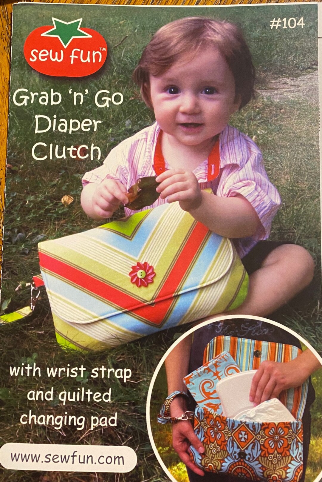 Grab 'n Go Diaper Clutch With Wrist Strap and Quilted Changing Pad A