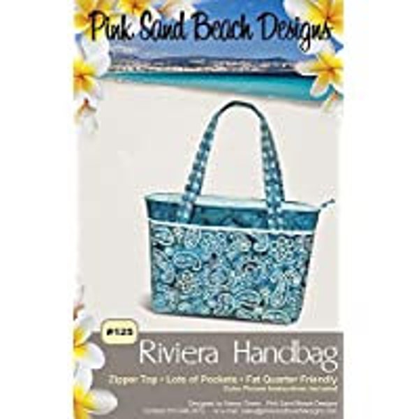 Riviera Hangbag - by Pink Sand Beach Designs - A Paper Pattern for a Cute HandBag - Riviera Handbag - Zipper Top - Sewing pattern bag