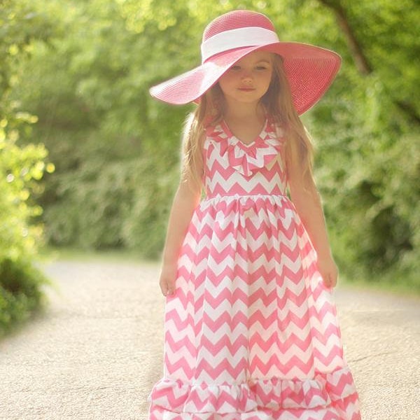 Emmaline - A paper pattern by Violette Field Threads - A beautiful maxi dress with a ruffled halter neckline - 2T to 10