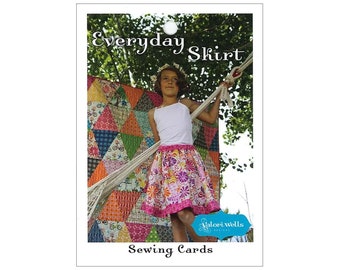 Everyday Skirt - A paper pattern by Valori Wells for a Gathered Skirt - A Sewing Card - Sizes 5, 7, 9