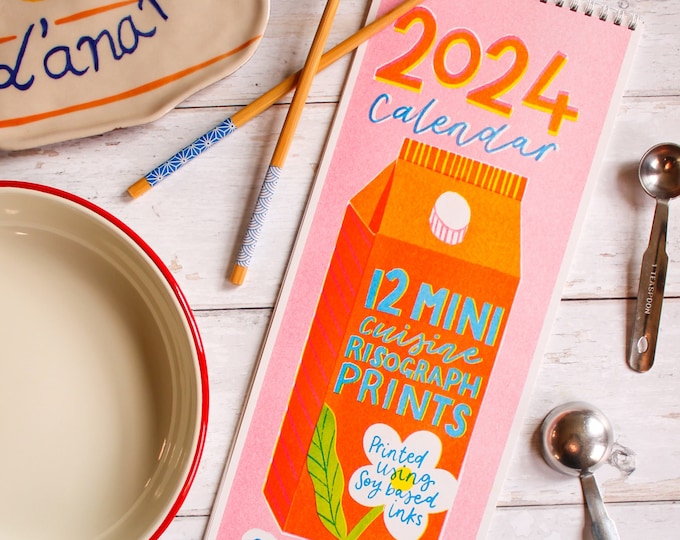 2024 Risograph Calendar, Food Calendar, Cuisine Risograph Mini Prints