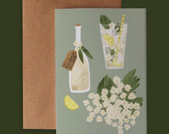 Elderflower Gin Greeting Card