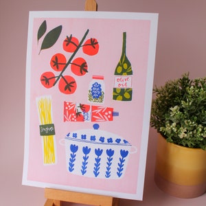 Pasta Ingredients A4 Risograph Print