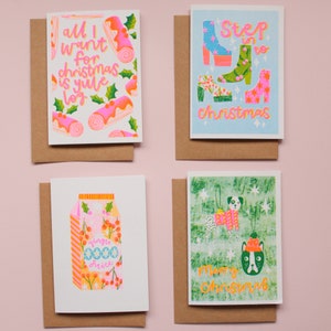 Risograph Printed Christmas Cards pack of 4