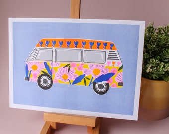 Campervan A4 Risograph Print