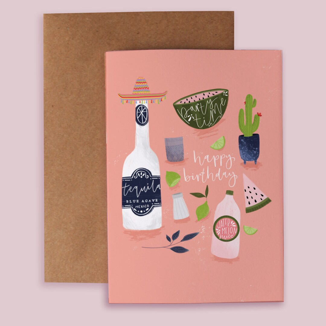 Tequila, Margarita Birthday Greeting Card Etsy