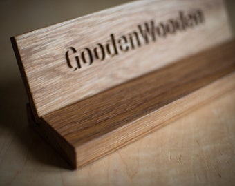 custom business sign in OAK - personalized desk name plate