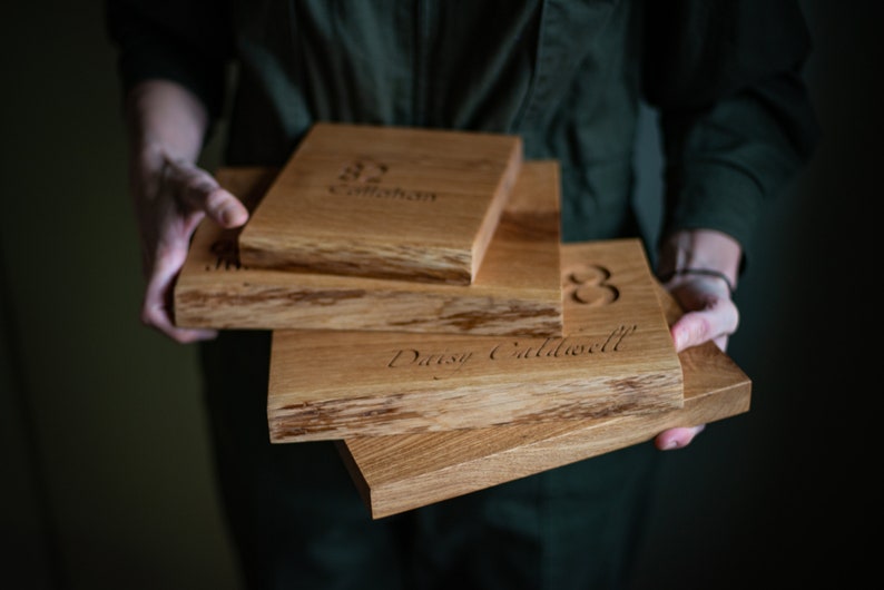 Custom Last Name Wood Sign in OAK Name Door Hanger Etsy