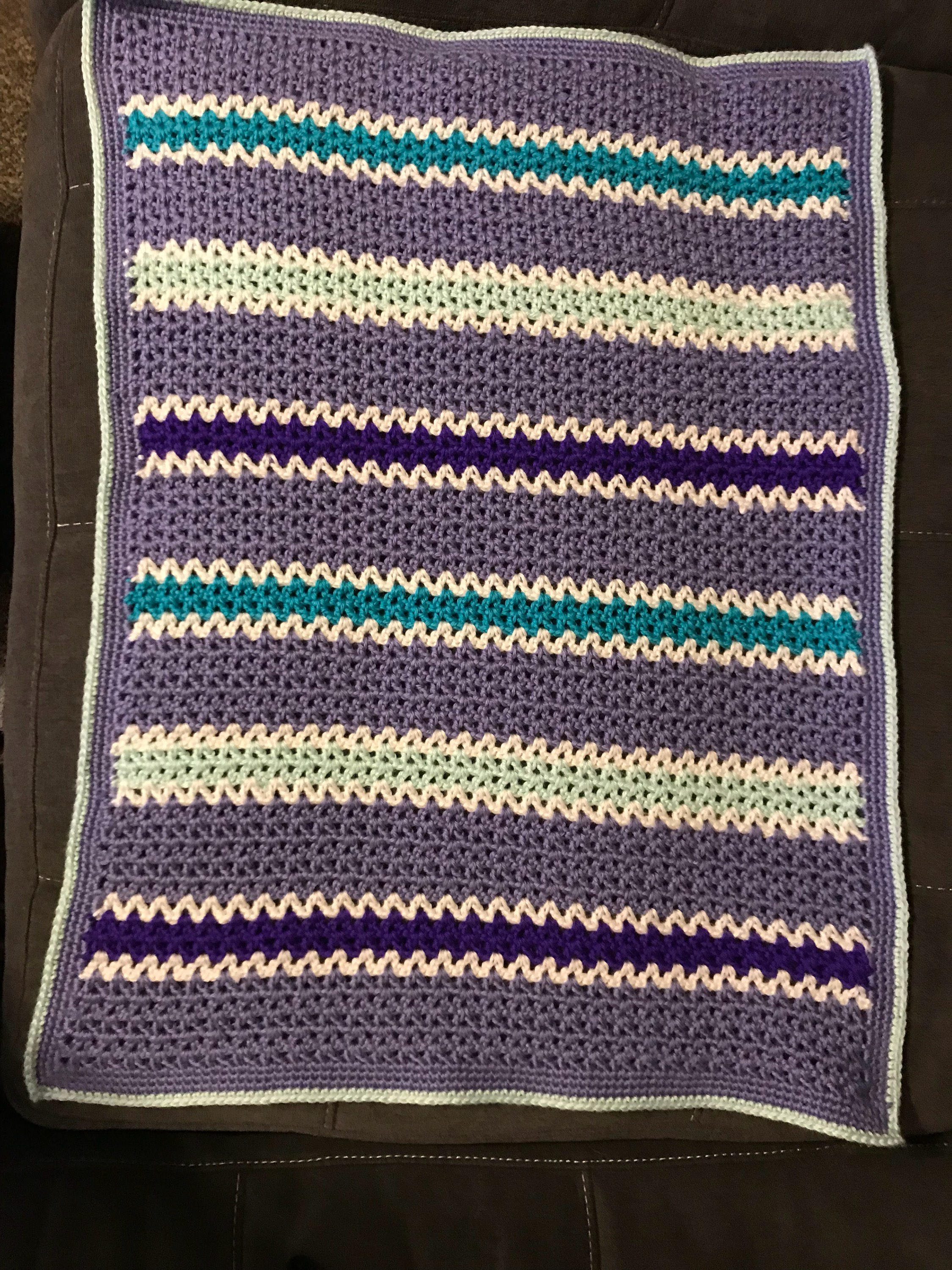 Zig Zag Baby Blanket Crocheted Etsy UK