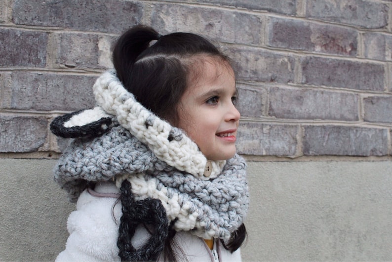 child crocheted Wolf hooded cowl