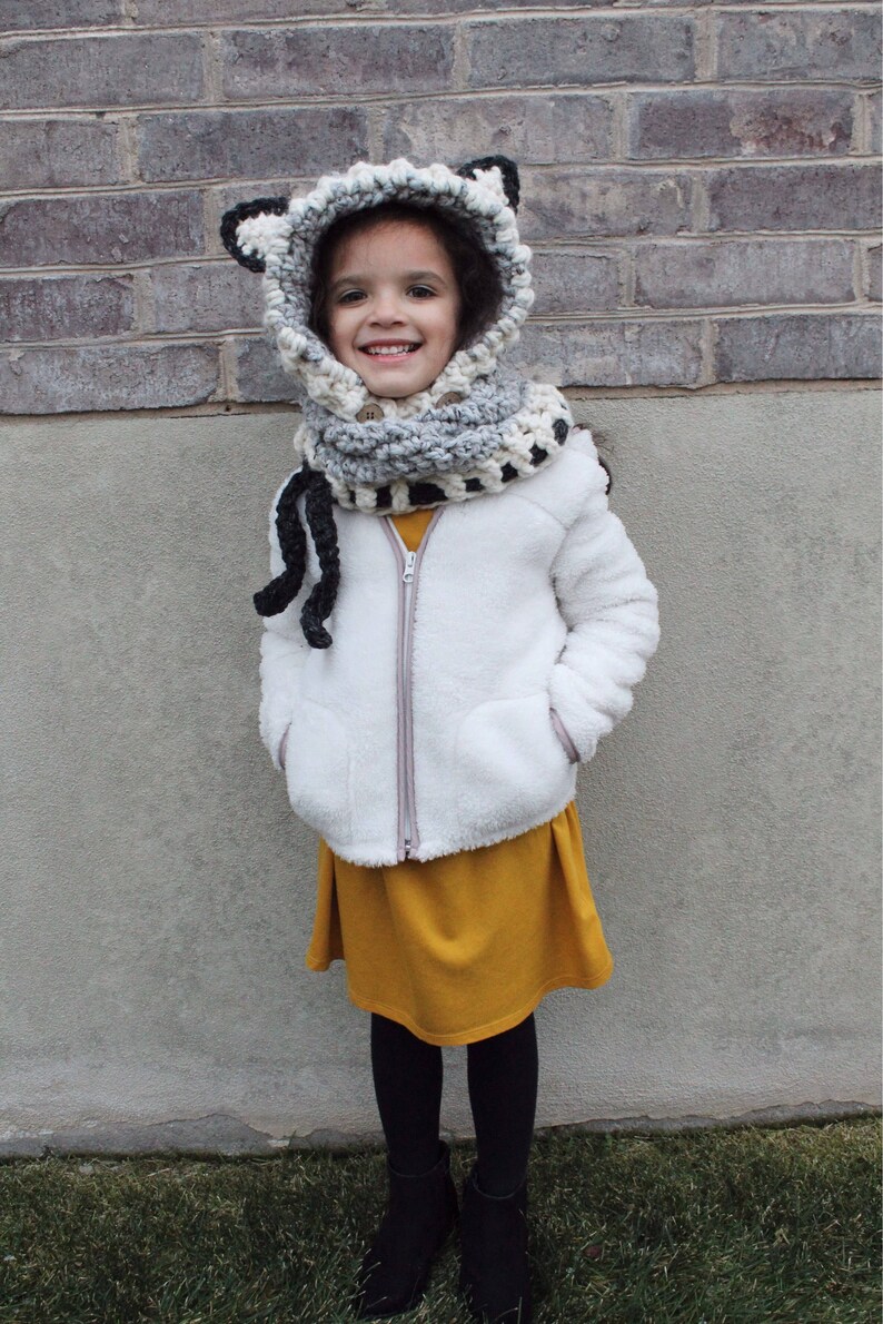 child crocheted Wolf hooded cowl