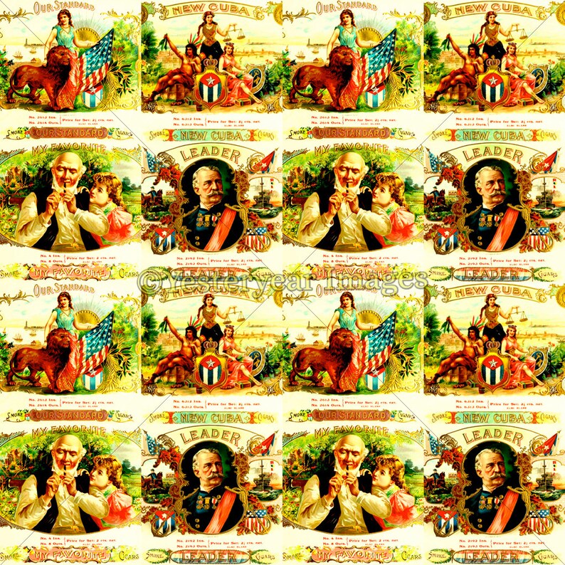 vintage cigar labels f printable digital images collage etsy
